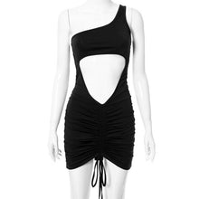 Load image into Gallery viewer, Elegant Ribbed Mini Hollow Out Bodycon Dress Women Summer Party Pink Fashion Sexy Backless Drawstring Bandage Dresses