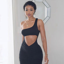 Load image into Gallery viewer, Elegant Ribbed Mini Hollow Out Bodycon Dress Women Summer Party Pink Fashion Sexy Backless Drawstring Bandage Dresses