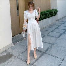 Load image into Gallery viewer, Elegant Ruffle Dress Women French Sexy Split Dress Office Lady Casual Puff Sleeve Designer Party Dress New 2021 Women&#39;s Autumn