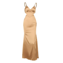Load image into Gallery viewer, Elegant Satin Backless Cut Out Sexy Maxi Dresses for Women Spaghetti Strap Lace Up Prom Party Long Dress Summer Fashion Clothes