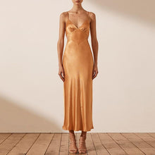 Load image into Gallery viewer, Elegant Satin Backless Cut Out Sexy Maxi Dresses for Women Spaghetti Strap Lace Up Prom Party Long Dress Summer Fashion Clothes