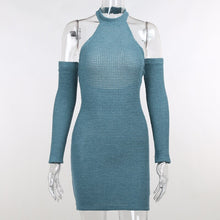 Load image into Gallery viewer, Elegant Sexy Halter Neck Knitted Backless Dress Women Summer Party 2021 Fashion Chic Slim Casual Short Bodycon Open Back Dresses