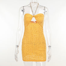 Load image into Gallery viewer, Elegant Sleeveless Sexy Chain Halter Tie Cut-Out Mini Dress Party Club Backless Fashion Summer Dresses Bodycon Outfits Vacation