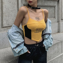 Load image into Gallery viewer, Elegant Splicing Printing Crop Tops 2021 Women Summer Fashion Camisole Beach Harajuku Top Tees Shirt Clothes Vintage T-Shirt