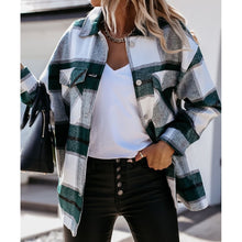 Load image into Gallery viewer, Elegant Spring Fall Women Long Sleeve Lapel Plaid Print Blouses Jackets Casual Buttons Cardigan Fashion Office Lady Party Coats