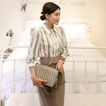 Load image into Gallery viewer, Elegant Spring Office Lady 2 Piece Set Women chiffon long sleeve shirt + Bodycon Slim Midi skirts Women Fashion Vestido Suits
