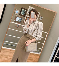 Load image into Gallery viewer, Elegant Spring Office Lady 2 Piece Set Women chiffon long sleeve shirt + Bodycon Slim Midi skirts Women Fashion Vestido Suits