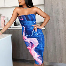 Load image into Gallery viewer, Elegant Strapless Knee Length Dress Women Summer Fashion 2021 Party Floral Print Backless Midi Dress