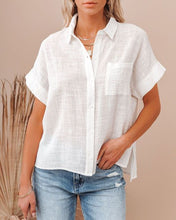 Load image into Gallery viewer, Elegant Summer Loose Women Tops Womens Blouses 3XL Short Sleeve Shirt Casual Cotton Turn-down Collar Ladies Blouses