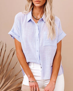Elegant Summer Loose Women Tops Womens Blouses 3XL Short Sleeve Shirt Casual Cotton Turn-down Collar Ladies Blouses