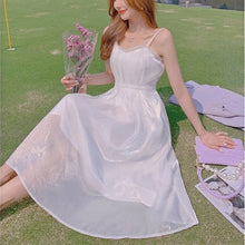 Load image into Gallery viewer, Elegant Summer Strap Dress Women Kawaii French Vintage Princess Sexy Fairy Dress Female Casual V-neck Party Beach Dress 2021