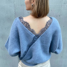 Load image into Gallery viewer, Elegant Sweet Patchwork Lace Sweater Fall Woman 2021 Long Sleeve Solid Soft Knitted Pullovers V-neck All Match Autumn Jumpers