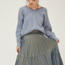 Load image into Gallery viewer, Elegant Sweet Patchwork Lace Sweater Fall Woman 2021 Long Sleeve Solid Soft Knitted Pullovers V-neck All Match Autumn Jumpers