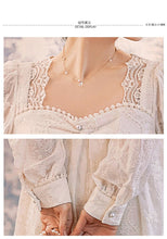 Load image into Gallery viewer, Elegant Women Lace Embroidery Hollow out Fairy Party Dress Office Lady Square Collar Midi Dress 2021 Spring Clothing Female