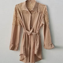 Load image into Gallery viewer, Elegant Women Long Sleeve Shirt Dress Spring Autumn Turn-down Collar Sequins Patchwork Dresses Ladies Buttons Mini Party Dress