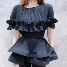 Load image into Gallery viewer, Elegant Women Ruffle Top Chiffon Shirt Blouses Tops Work Female 2020 Layer Casual Chic Loose Tops Office OL Blouses Black