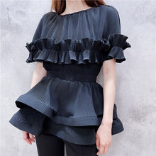 Load image into Gallery viewer, Elegant Women Ruffle Top Chiffon Shirt Blouses Tops Work Female 2020 Layer Casual Chic Loose Tops Office OL Blouses Black