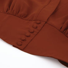 Load image into Gallery viewer, Elegant lantern long sleeve blouse women Shirts button up shirt Slim-fit cropped vintage top shirt woman clothing