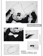 Load image into Gallery viewer, Erotic Cosplay Maid Costume Women Sexy Lingerie Set Deep V Satin Lace Lovely Pompous Skirt Maid Uniform Nightdress Japanese