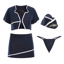 Load image into Gallery viewer, Erotic Lingerie Deep V Breastless Air Hostess Passion Role Play Sexy See-through Temptation Uniform Cosplay Sexy Fantasy Skirt