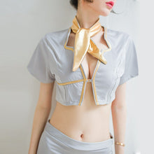 Load image into Gallery viewer, Erotic Lingerie Deep V Breastless Air Hostess Passion Role Play Sexy See-through Temptation Uniform Cosplay Sexy Fantasy Skirt