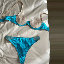 Load image into Gallery viewer, Erotic Lingerie Lace Patchwork Outfits Underwear Sexy 2 Pieces Set Transparent Bra and Briefs Set Hot Sensual Lingerie Underwear