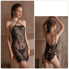 Load image into Gallery viewer, Erotic Lingerie Sexy Eyelash Lace Embroidered Lace-up Butterfly Halter Nightgown Sexy Lingerie Porno Sexy Costumes for Sex