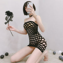 Load image into Gallery viewer, Erotic Lingerie Sexy See-through Sexy Hip Dress Torn Hole Fishnet Uniform Stripper Outfit Dancewear Sheer Dress Corset Dress