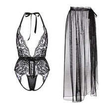 Load image into Gallery viewer, Erotic Lingerie Sexy Temptation Open Stall Non-removal Transparent One-piece Lace Dress Stripper Clothes Mesh Dress Sexy Sex