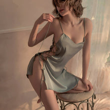 Load image into Gallery viewer, Erotic Lingerie Silk Sexy Pajamas Side Opening Nightgown Uniform European Clothing Sexy Underwear Women Sexy Skirt for Sex