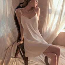 Load image into Gallery viewer, Erotic Lingerie Women&#39;s Sexy Ice Silk Hollow Spaghetti Strap Nightdress    Female Satin Nightgown Nighties Sleepwear Nightwear