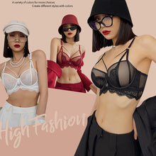 Load image into Gallery viewer, Europe Lace Flowers Embroidery Underwear Sexy Hollow Thicken 3/4 Cup Push Up Bra Set Women Plus Size Brassiere With Panties Sets