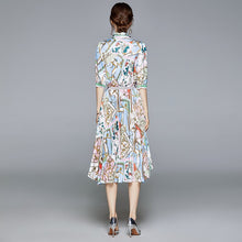 Load image into Gallery viewer, European Summer New Stitching Printed Two Piece Sets Lace Up Shirts+asymmetric Pleated Dresses Women Fashion Streetwear 2021