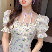Load image into Gallery viewer, Evening Party Floral Mini Dresses Women Boho Beach Elegant Dress Sundress Summer 2021 Ruffle Puff Sleeve Casual Sweet Cute Dress