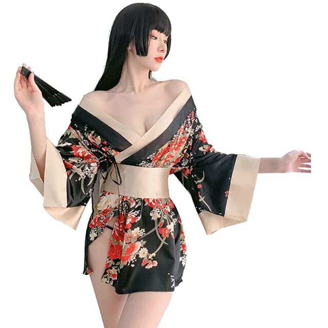 Exotic Apparel  Japanese Kimono Mini Dress Cosplay Costume for Women Kimono Robe Pajamas Underwear Set Sexy Clothes for Women