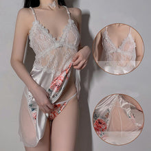 Load image into Gallery viewer, Exotic Women&#39;s Erotic Lingerie Sexy Deep V Lace Suspender Skirt See-through Backless Printed Nightdress Home Service Suit