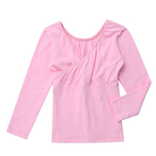 Load image into Gallery viewer, FEESHOW New Girls Ballet Dance Top Long Sleeved Dancing T-shirt Crop Top Kids Trainning Clothes Ballroom Show Costume