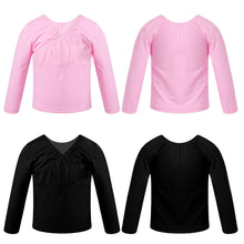 Load image into Gallery viewer, FEESHOW New Girls Ballet Dance Top Long Sleeved Dancing T-shirt Crop Top Kids Trainning Clothes Ballroom Show Costume