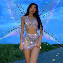 Load image into Gallery viewer, Fairy Two Piece Skirt Set Sexy Halter Crop Top Women Goth Pink Glitter Sexy Club Outfits Summer Y2k Matching Sets