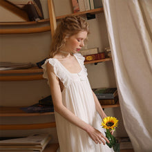 Load image into Gallery viewer, Fairy White Mesh Night Dress Women Summer Sleeveless Sexy Lace Peignoir Victorian Nightgowns Lolita Nightie Princess Sleepwear