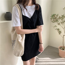Load image into Gallery viewer, Fake Two-Piece Elegant Shirt Bodycon Casual Korean Dress For Women Summer Clothes Harajuku Korean Japan 2021 New Fashion Lady