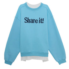 Load image into Gallery viewer, Fake Two-piece Hoodies Women Autumn Winter All-match Pullover Coat 2021 New Fashion Street Letter Casual Loose Female Clothes