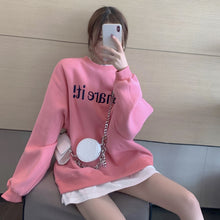Load image into Gallery viewer, Fake Two-piece Hoodies Women Autumn Winter All-match Pullover Coat 2021 New Fashion Street Letter Casual Loose Female Clothes