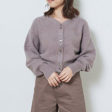 Load image into Gallery viewer, Fall Winter New Casual Jumpers Japanese Temperament Sweet Solid Soft Knitted Cardigan V-neck Lantern Sleeve Button-up Sweater