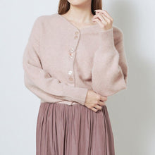 Load image into Gallery viewer, Fall Winter New Casual Jumpers Japanese Temperament Sweet Solid Soft Knitted Cardigan V-neck Lantern Sleeve Button-up Sweater