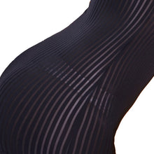 Load image into Gallery viewer, Fantasy Sexy Bridal White Sheer Opaque Vertical Stripes Stretch Bodycon Micro Mini Dress Long Sleeve Deep V Night Clubwear