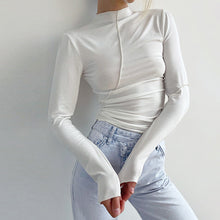 Load image into Gallery viewer, Fashion 2022 Summer Chic White Women&#39;s Clothing Basic  Bottoming Crop Top Rave Festival Sexy Long Sleeves Tops Streetwear