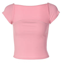 Load image into Gallery viewer, Fashion 2022 Summer Corset Top Crop Sexy T-Shirt Short Sleeve Pink White  For Women&#39;s Clothing Casual Tshirt Streetwear T Shirt
