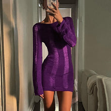 Load image into Gallery viewer, Fashion 2022 Summer Women&#39;s Clothe Black Mesh Ruched Mini Dresses Elegant Cut-Out Flare Sleeve Backless Bodycon Dress Beach Vaca
