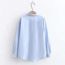 Load image into Gallery viewer, Fashion 2022 Sweet Preppy Style Bow Shirts Women Simple Single Breasted Fresh Tops Long Sleeve Cute Kawaii Blouses Spring